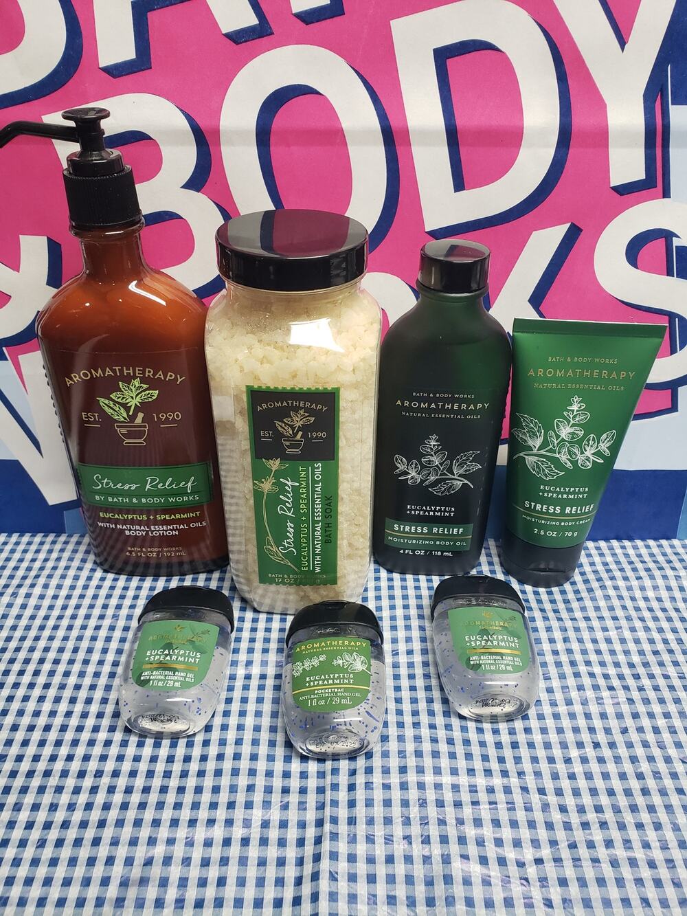 BBW Eucalyptus & Spearmint Stress Relief Aromatherapy Body Care Bundle 7 Items